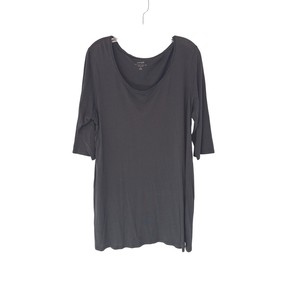 J. Jill Pure Jill Ballet Sleeve Tunic T-Shirt Short Sleeve Black Basic Casual 3X